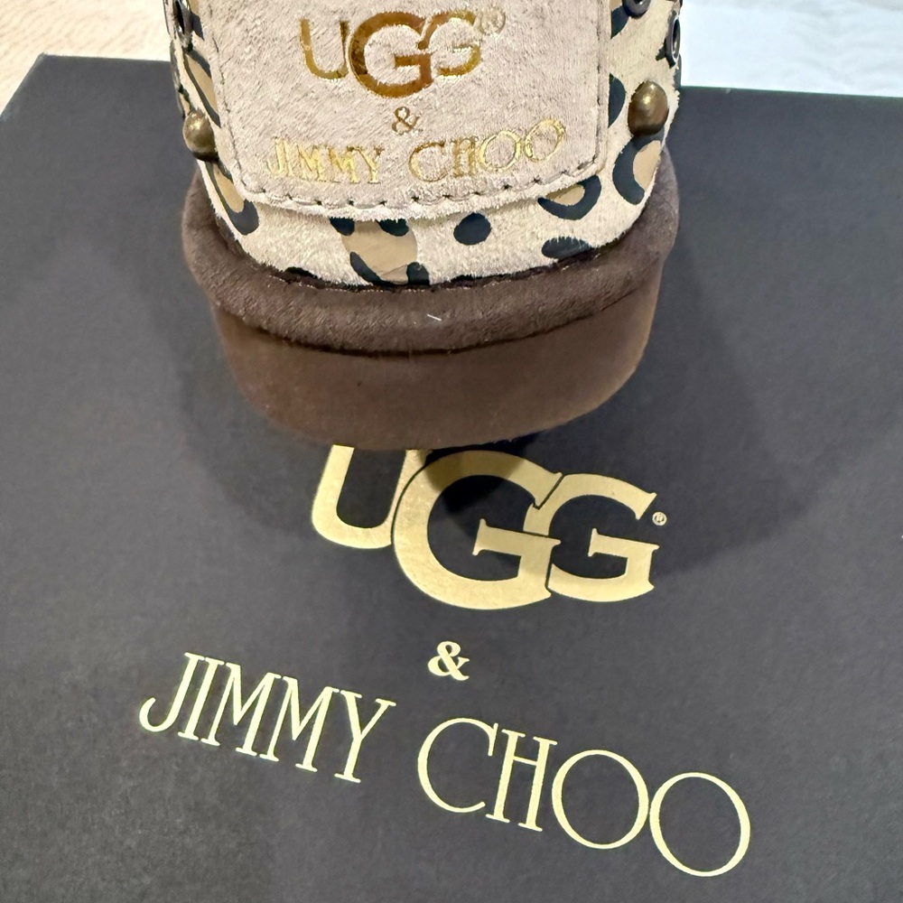 Jimmy Choo Beige Leopard Studded Boots - Picture 5 of 6